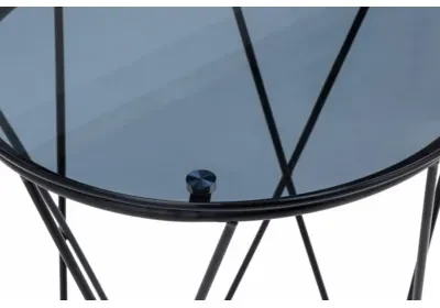 Kávový stolík okrúhly so sklenenou vrchnou doskou 50 cm SANI
