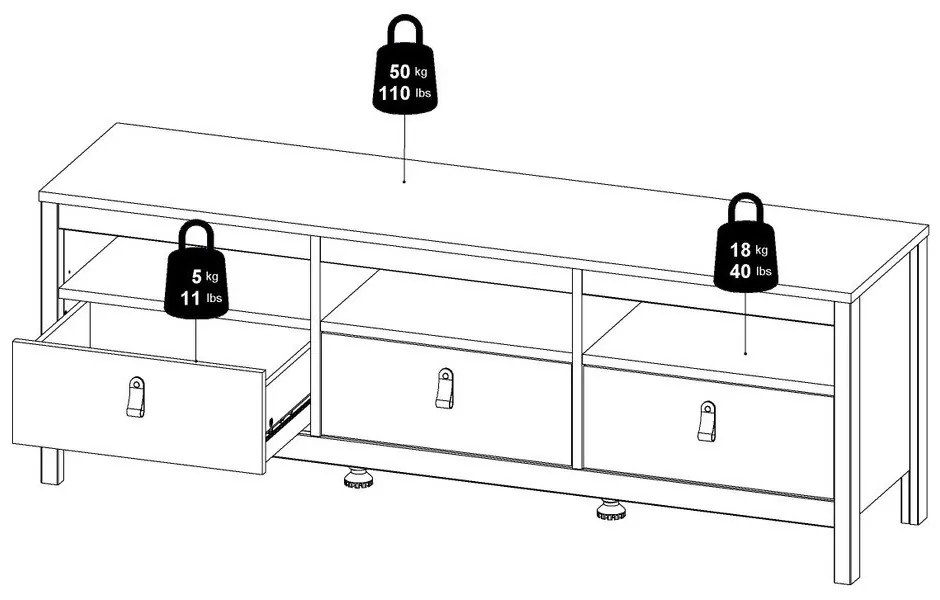 Sivobéžový TV stolík 151x54x38 cm Madrid – Tvilum