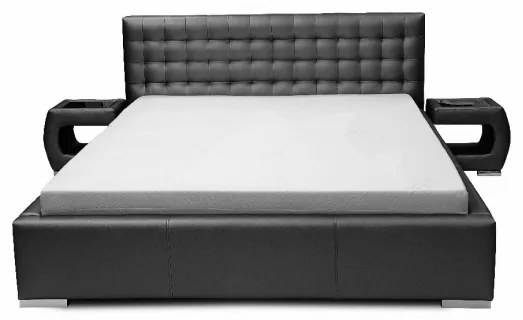 Dizajnová posteľ Natal s úložným priestorom čierna eko koža 180 x 200