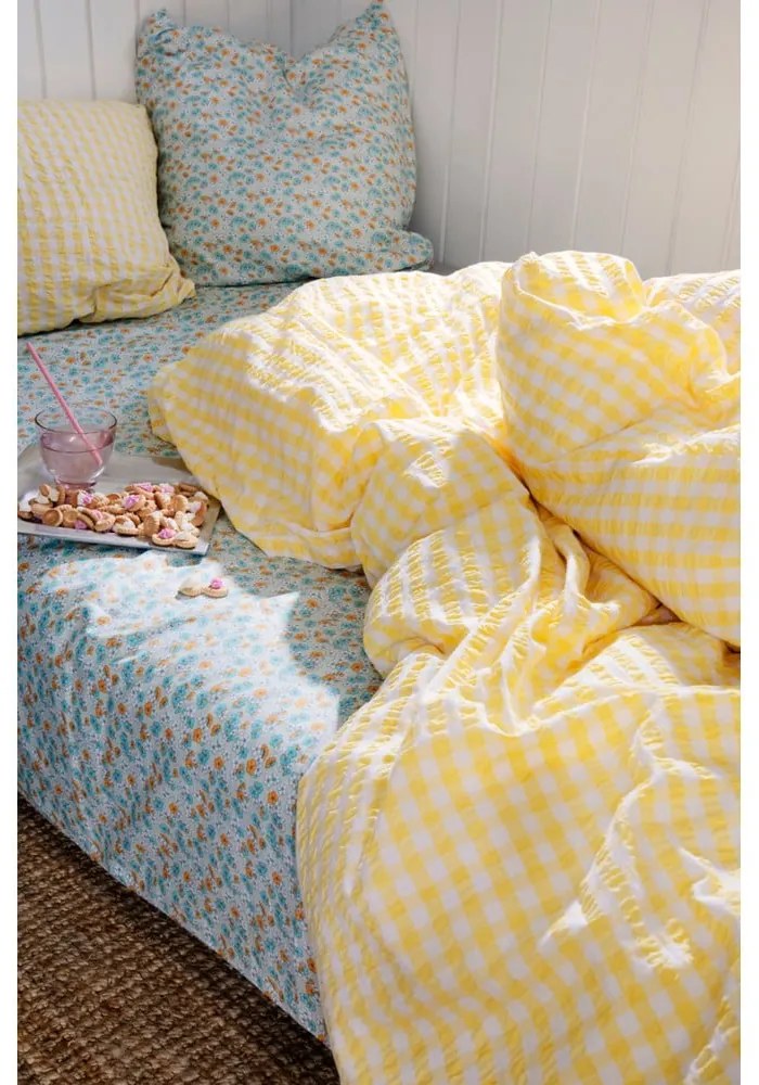 Žlto-biele krepové obliečky na jednolôžko 140x200 cm Bæk&amp;Bølge – JUNA