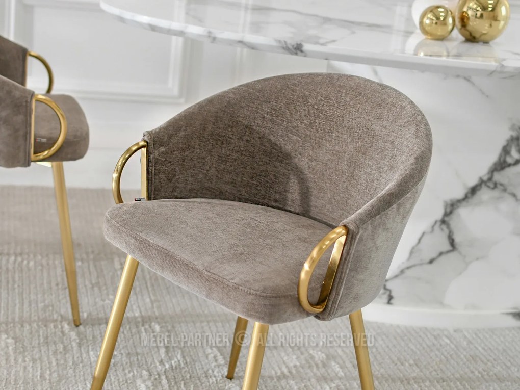 Stolička Carma K (piesková + zlatá). Akcia -25%. Vlastná spoľahlivá doprava až k Vám domov. 1111001