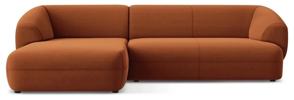 Oranžová zamatová rohová pohovka (ľavý roh) Moana – Makamii