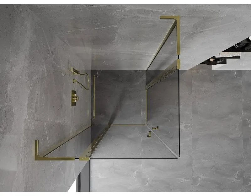 Mexen, Mexen Mist L Duo výklopný sprchový kút 100 x 100 cm, transparentný, zlatý - 8A4L-100-100-50-00