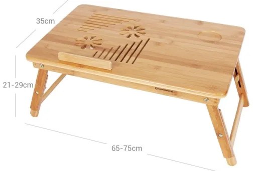 Polohovateľný stolík na počítač do postele LAT hnedý