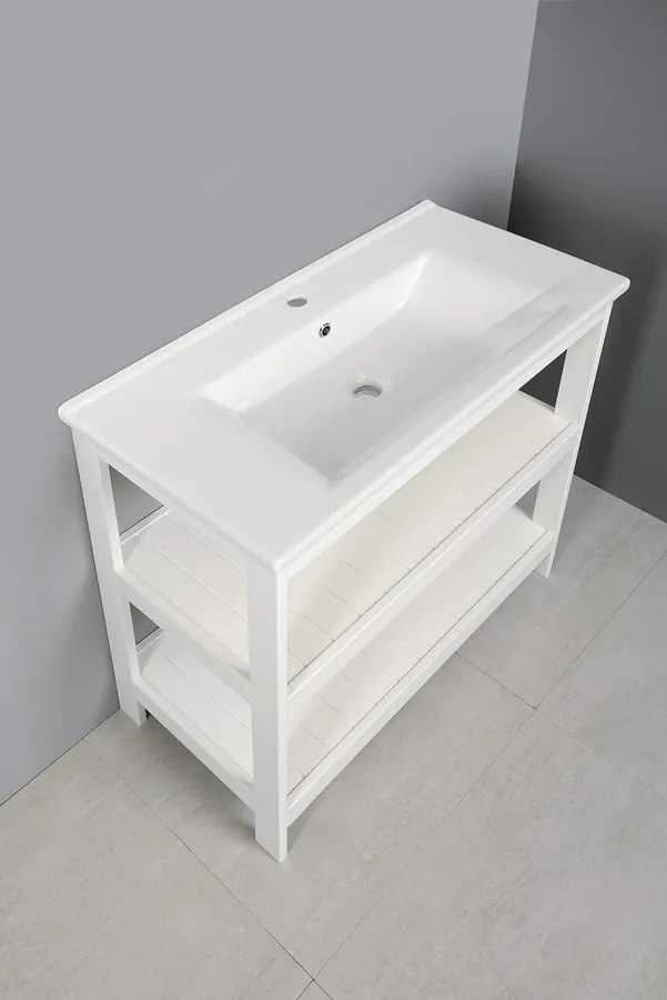 Aqualine Aqualine, ETIDE policová umyvadlová skříňka 81,5x86x44 cm, matná biela, ET830