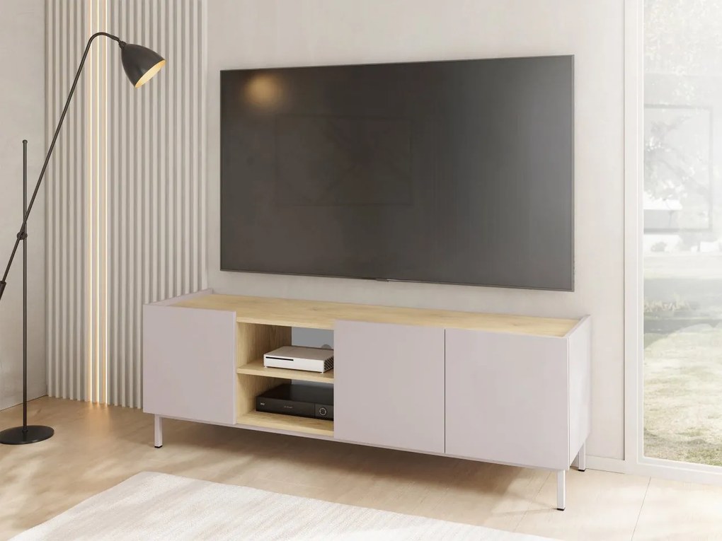 TV stolík / skrinka Rutori RO03, Farby: kašmír / kašmír + dub cremona