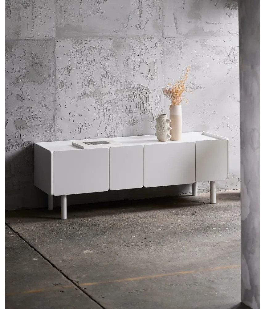 Biely TV stolík 160x55x45 cm Bera – Unique Furniture