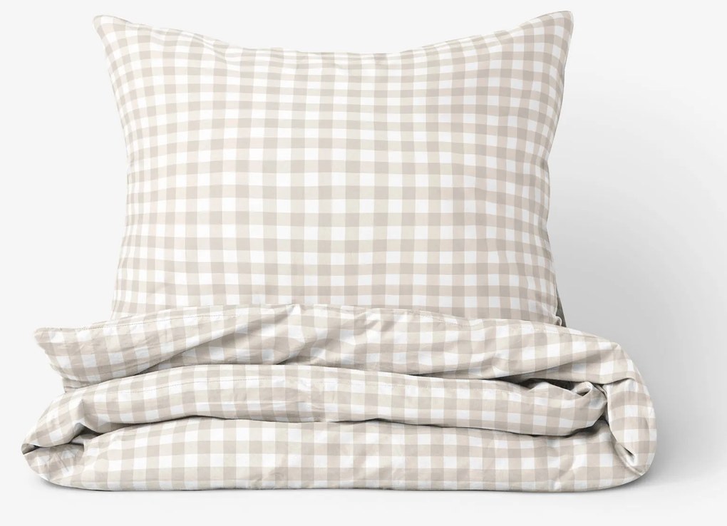 Goldea bavlnené posteľné obliečky - latte kocky 140 x 200 a 70 x 90 cm