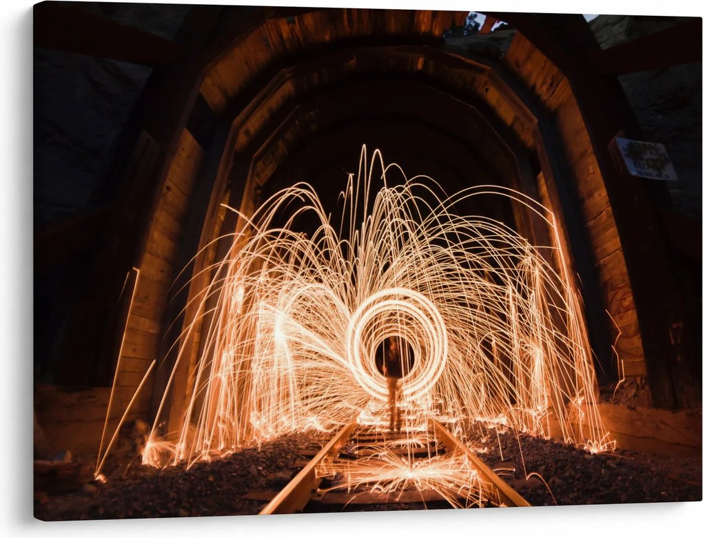 Obraz - Svetelná show na koľajniciach (70x50 cm)