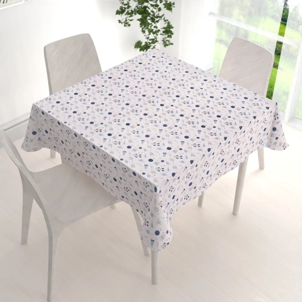 Biante Detský bavlnený štvorcový obrus Sandra SA-199 Autíčka a autobusy 140x140 cm