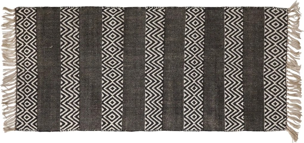 Běhoun s černobílým vzorem z bavlny a juty – 150*70 cm