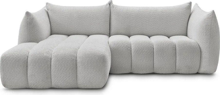 Svetlosivá rohová pohovka z textílie buklé (ľavý roh/s leňoškou) Azra – Bobochic Paris