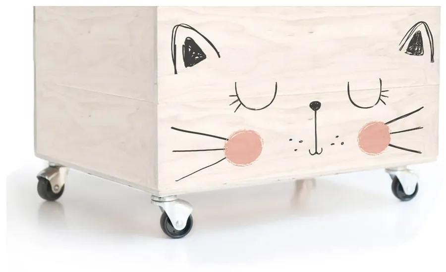 Drevená škatuľa na kolieskach Little Nice Things Cat