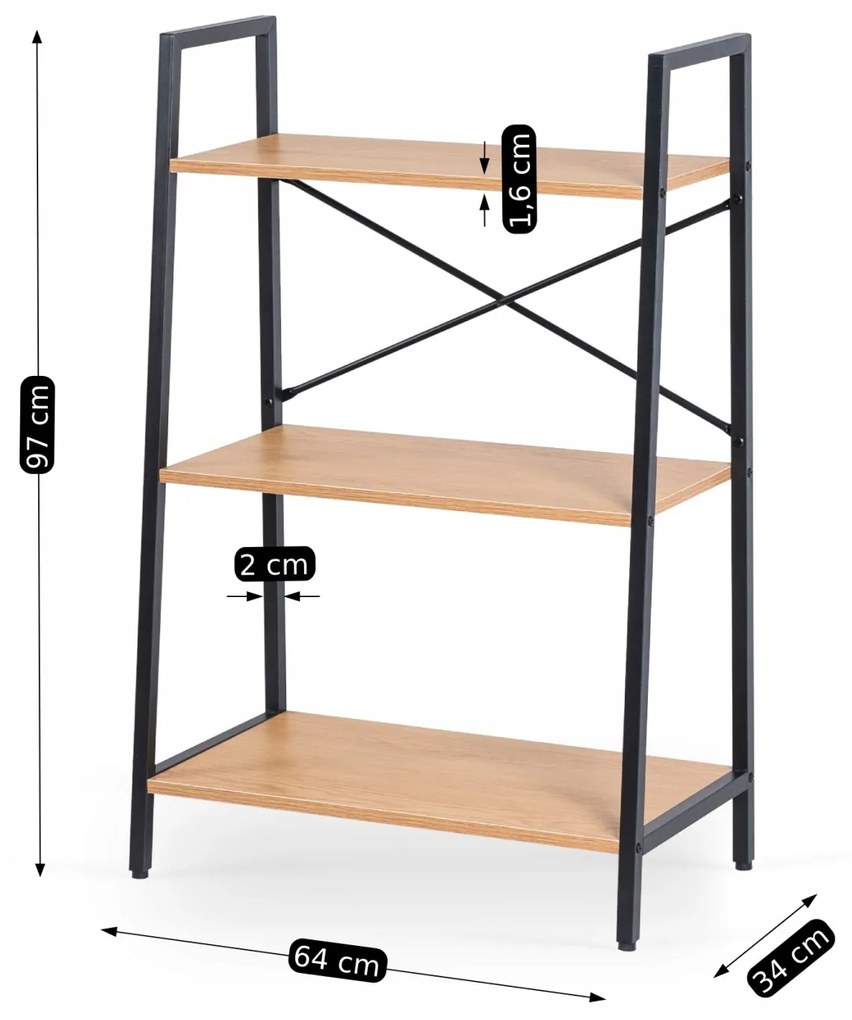 Regál Vior 64 cm dub zlatý/černý