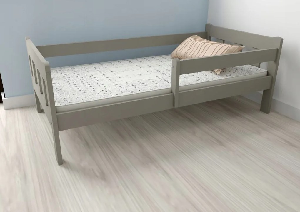 Detská posteľ MAJA z masívu borovice - 200x90 cm - šedá