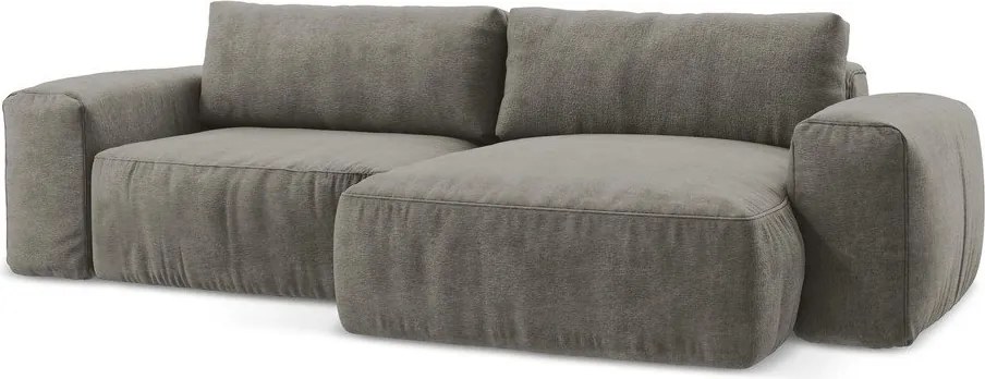 Sivá ženilková rozkladacia rohová pohovka (pravý roh/s leňoškou) Kuki – Makamii
