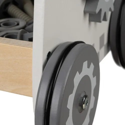 ISO Trade Detská dielňa 3 v 1 s dreveným náradím – chodítko, dielnička a úložný vozík 3+