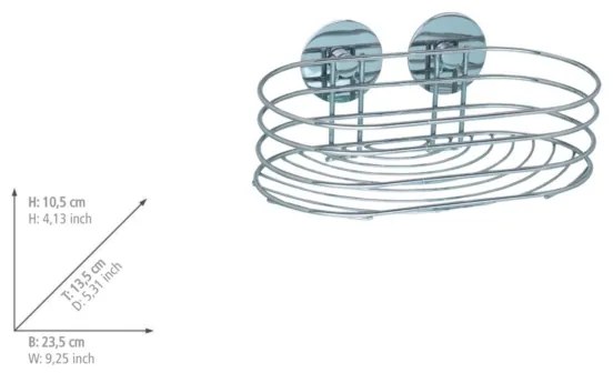 WENKO 18775100 - polica TURBO-LOC, okrúhla oceľ, 23,5 x 13,5 cm, lesklý chróm