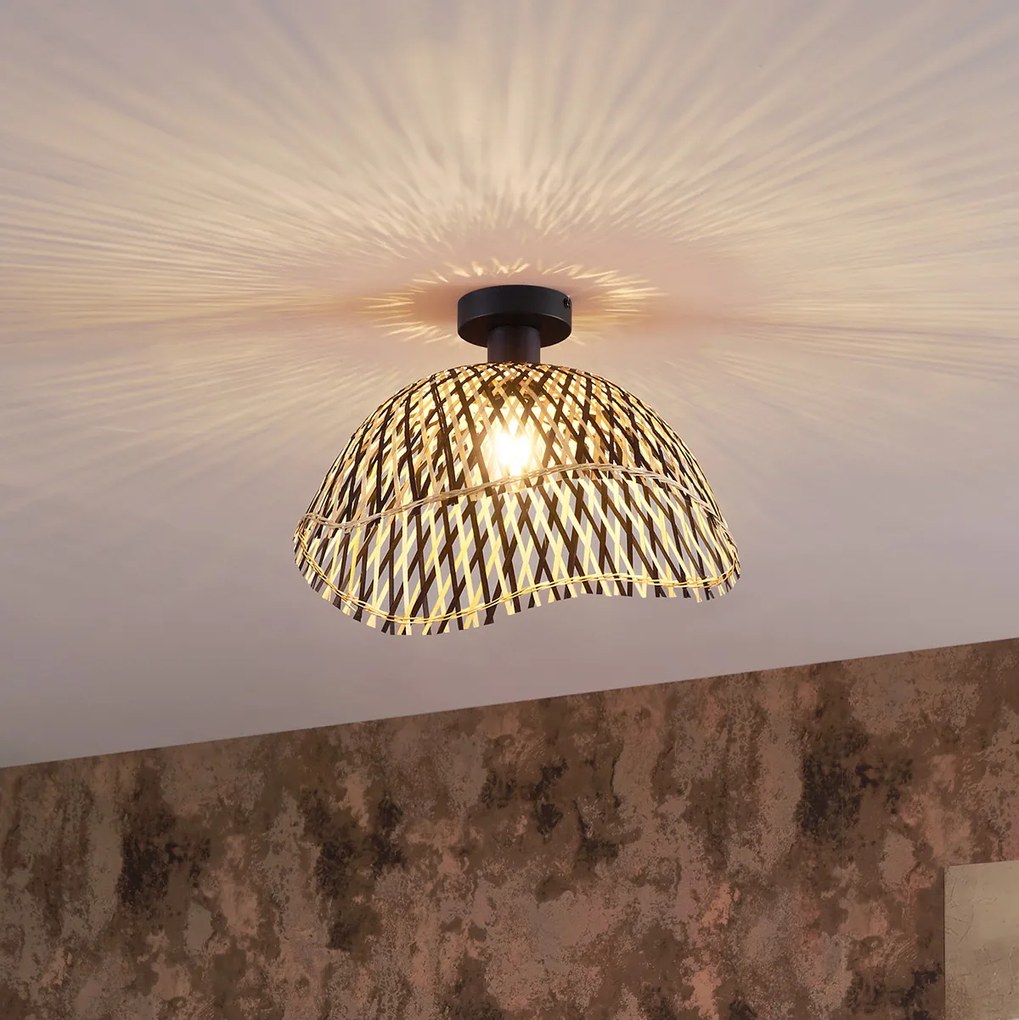 Art Deco stropné svietidlo čierne bambusové 40 cm - Alka