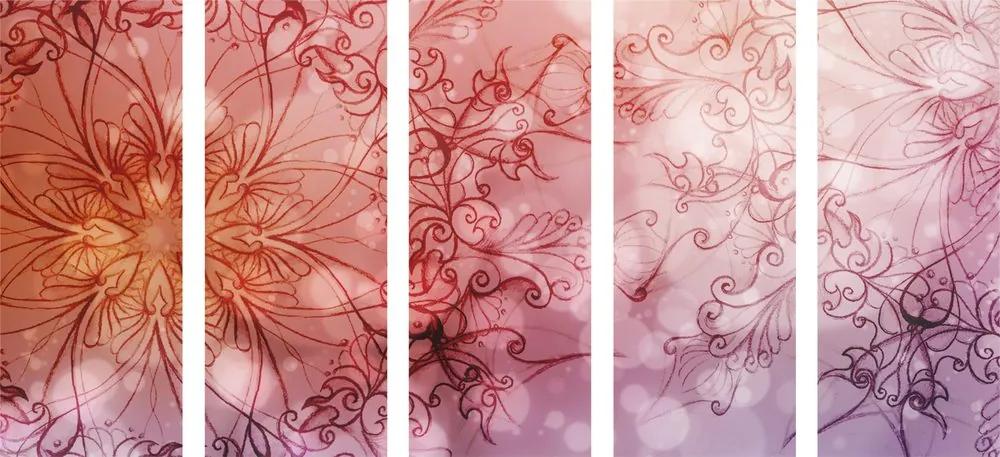 5-dielny obraz ružová Mandala v ružovom prevedení