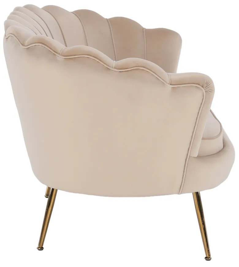 Lavica v štýle Art-deco, béžová Velvet látka/gold chróm-zlatý, NOBLIN