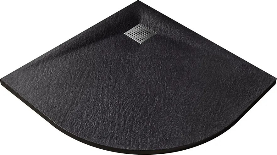 Besco Štvrťkruhová sprchová vanička z SMC kompozitu VEXO BLACK HR 90x90 BESCO-Rozmery: 90x90