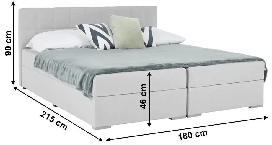 Boxspringová posteľ 180x200, svetlosivá, FERATA KOMFORT