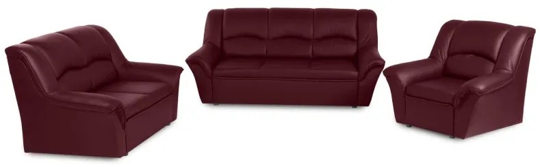 Kožená sedacia súprava DUBAJ LUX 3+2+1, vínová (K-56)
