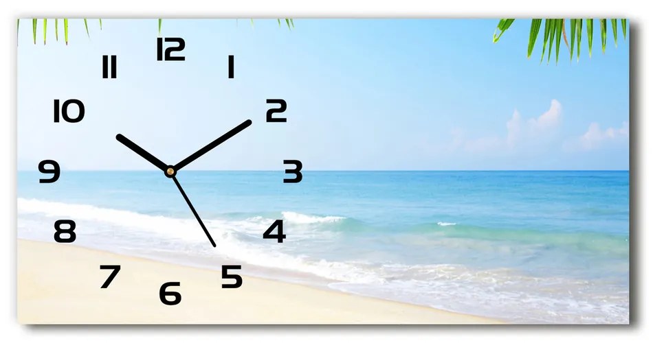 Vodorovné Sklenené hodiny na stenu Tropická pláž pl_zsp_60x30_f_5838209