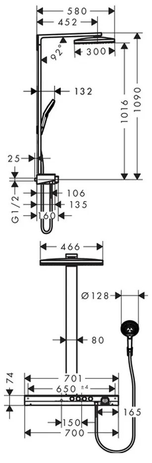 Hansgrohe Rainmaker Select, Showerpipe 460, 3jet s termostatom, biela/chrómová, HAN-27106400