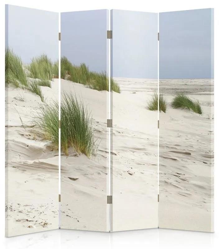 Ozdobný paraván Plážové duny tráva - 145x170 cm, štvordielny, obojstranný paraván 360°