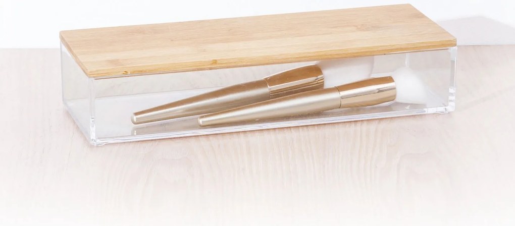 Kúpeľňová nádoba Selena, číra/s drevenými prvkami, L