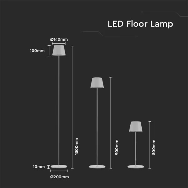 LED Stmievateľná nabíjacia stojacia lampa 3v1 LED/4W/5V 4400 mAh 3000K IP54 biela