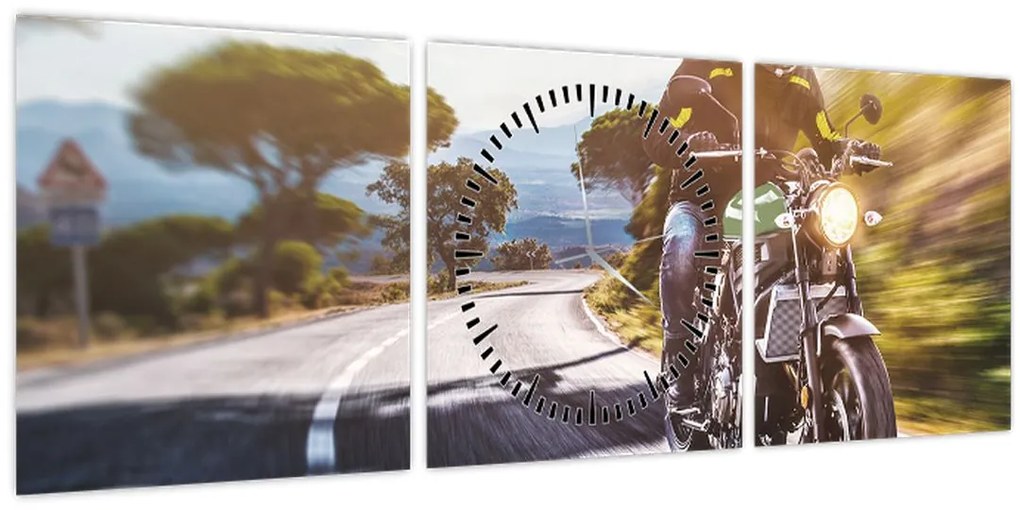 Obraz - Motorkár (s hodinami) (90x30 cm)