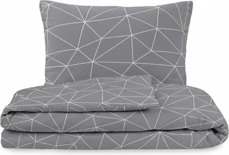 Kvalitex Bavlnené obliečky Nordic Grid sivá, 140 x 220 cm, 70 x 90 cm