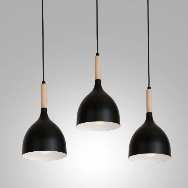 Luster na lanku NOAK WOOD 3xE27/15W/230V čierna/buk