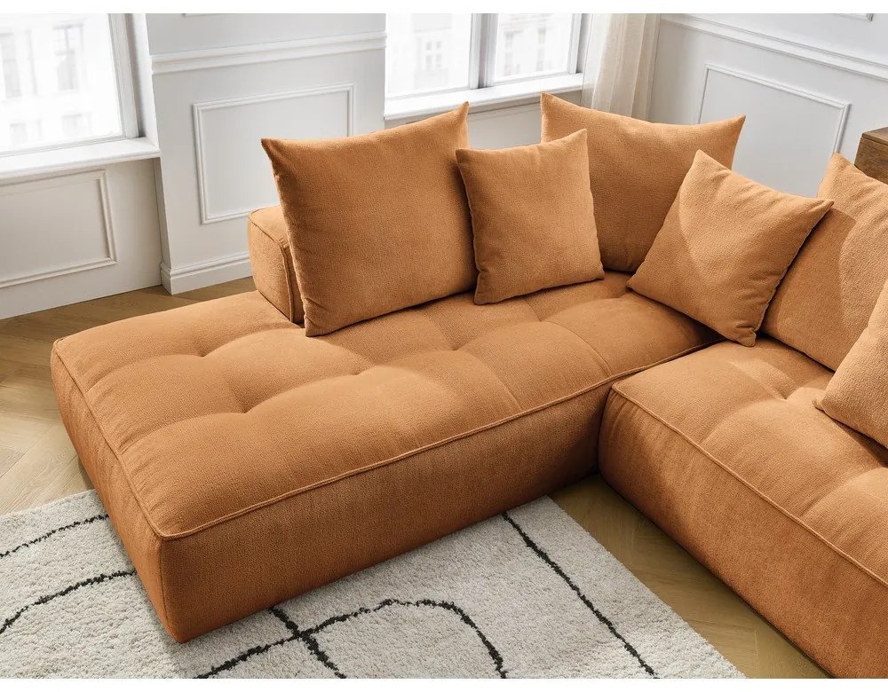 Ženilková rohová pohovka v horčicovej farbe (pravý roh/do L) Whesley – Bobochic Paris