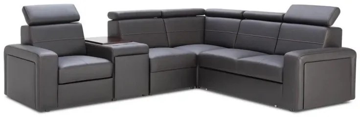 Kožená sedacia súprava LUCIO MAX, pravá, čierna (Soro 100)