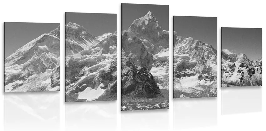 5-dielny obraz nádherný vrchol hory v čiernobielom prevedení Varianta: 100x50