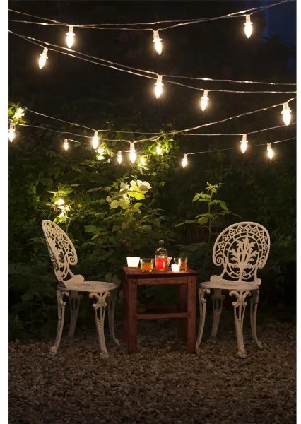 Rozširovacia LED vonkajšie reťaz CONE FILAMENT 20xE10 14m číra/teplá biela IP44