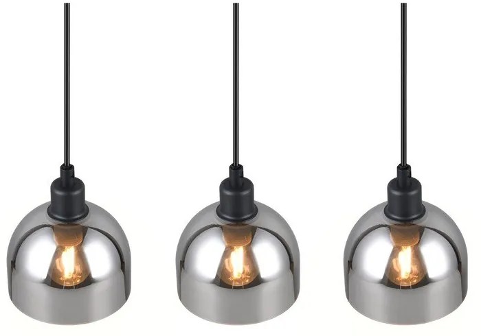 Závesné svietidlo so skleneným tienidlom v čierno-striebornej farbe Molly – Trio
