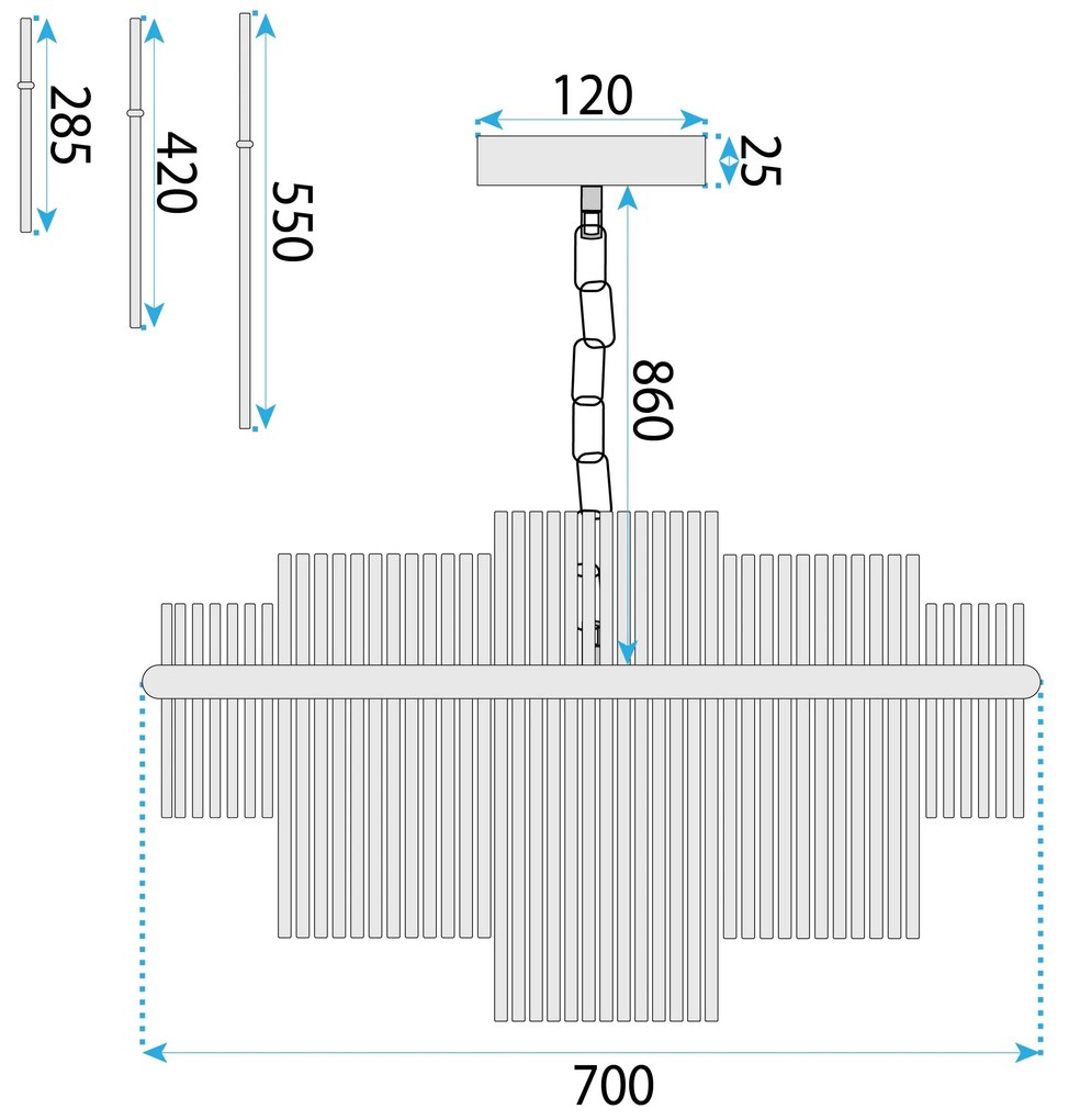 Toolight Toolight, krištáľové závesné svietidlo 8xE14 APP1654-8CP, zlatá lesklá, OSW-01597