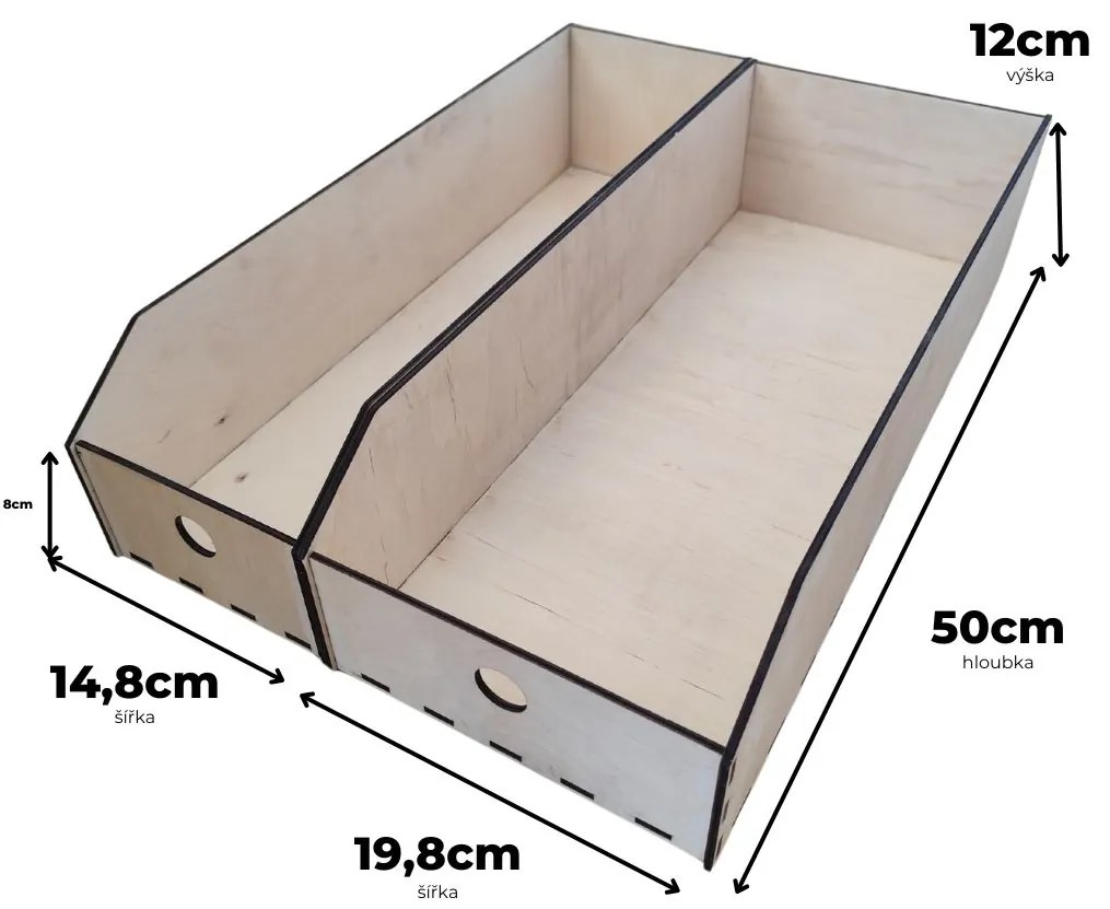 Úložný box, drevený 20x50x12cm - do špajzy aj do skrine VASKY20
