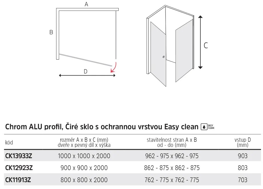 Mereo Mereo, Pivotový sprchový kút, Novea, štvorec, chróm ALU, sklo Číre, dvere L/P a pevný diel, MER-CK11913Z