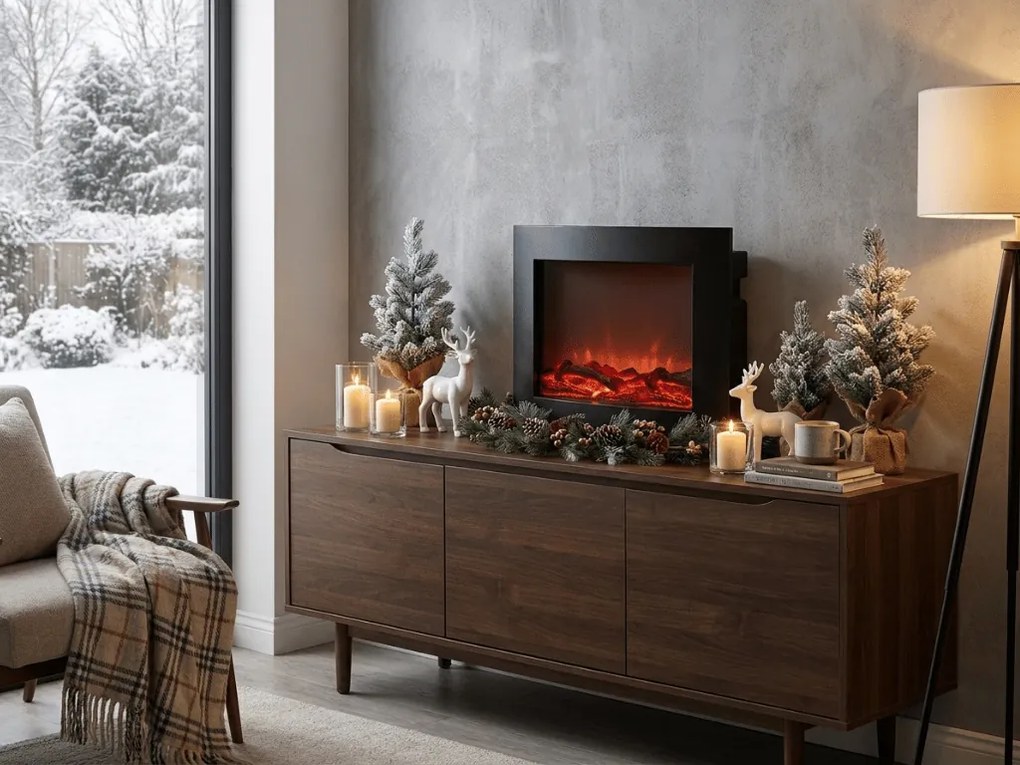 LED dekorácia moderný krb COZY WARM 40x50 cm, čierny