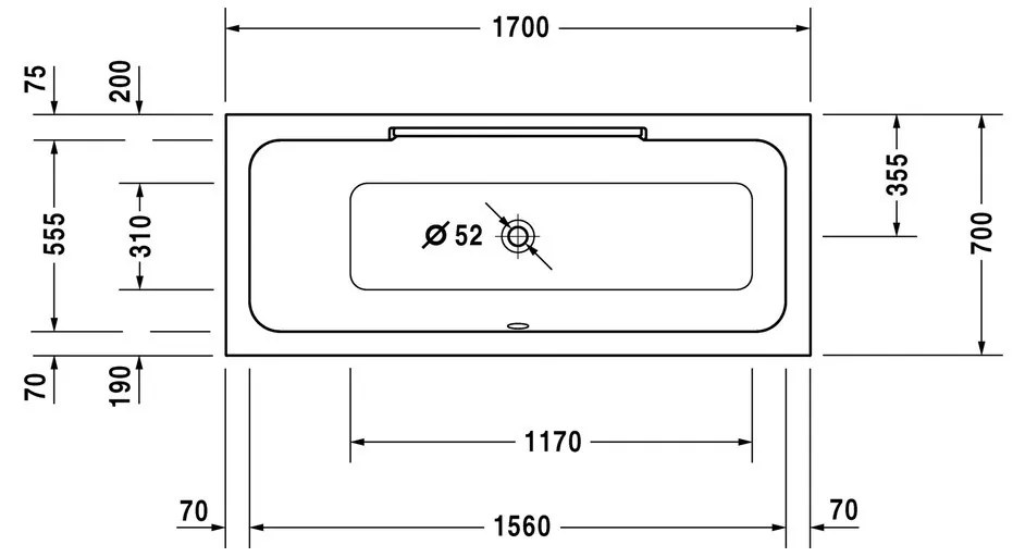 Duravit DuraStyle - Vaňa na zabudovanie 1700x700 mm, biela 700294000000000