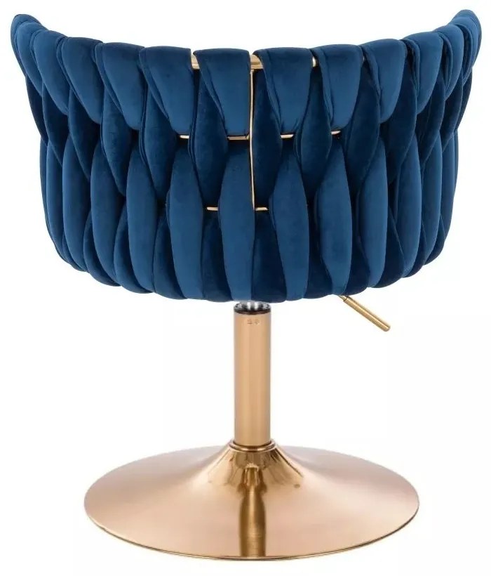 LuxuryForm DESIGN Stolička LYON VELUR na zlatom tanieri - modrá