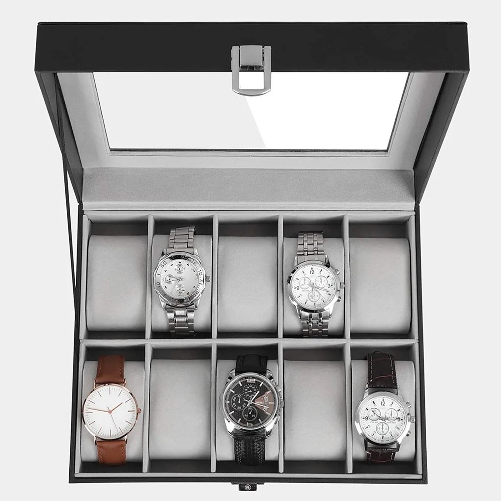 Songmics Box na hodinky Watch1, 25,5x7,8x20,2 cm, čierna/sivá