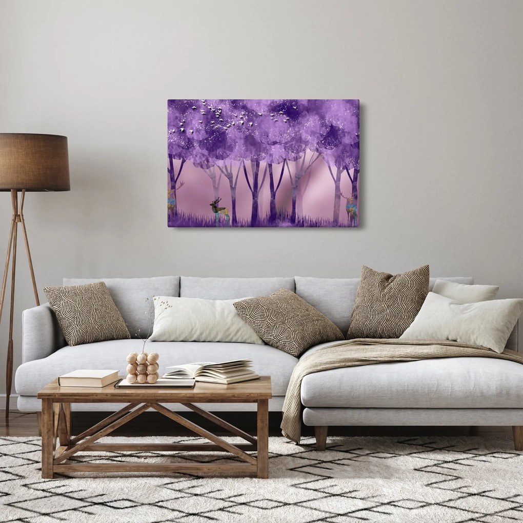 Obraz - Jelene v magickom lese (90x60 cm)