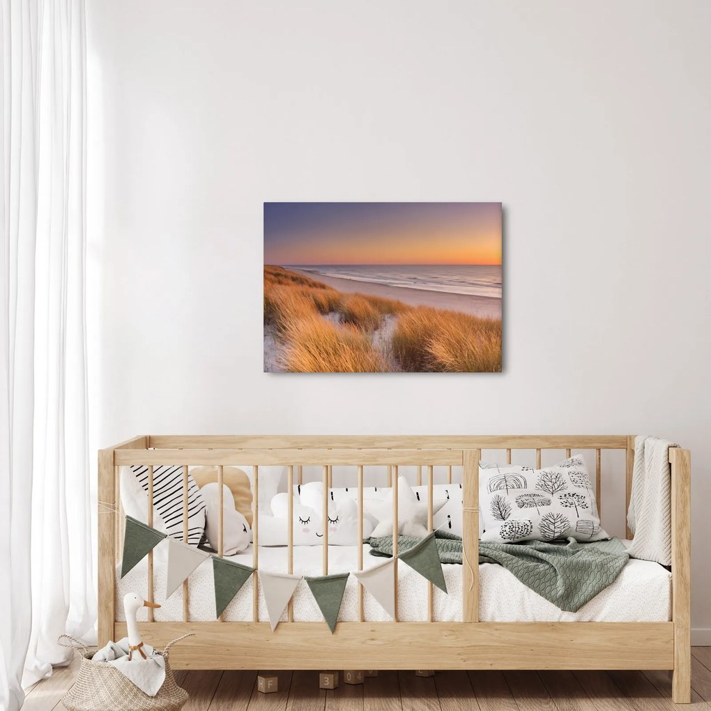 Obraz - Pláž pri západe slnka (70x50 cm)